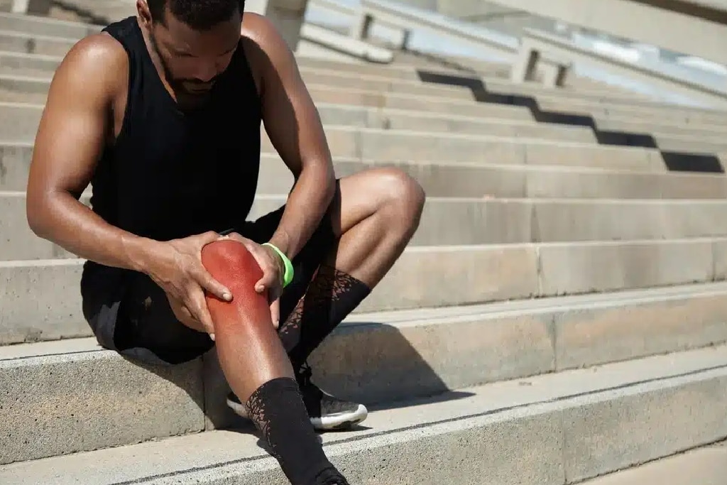 hombre con lesion en la rodilla